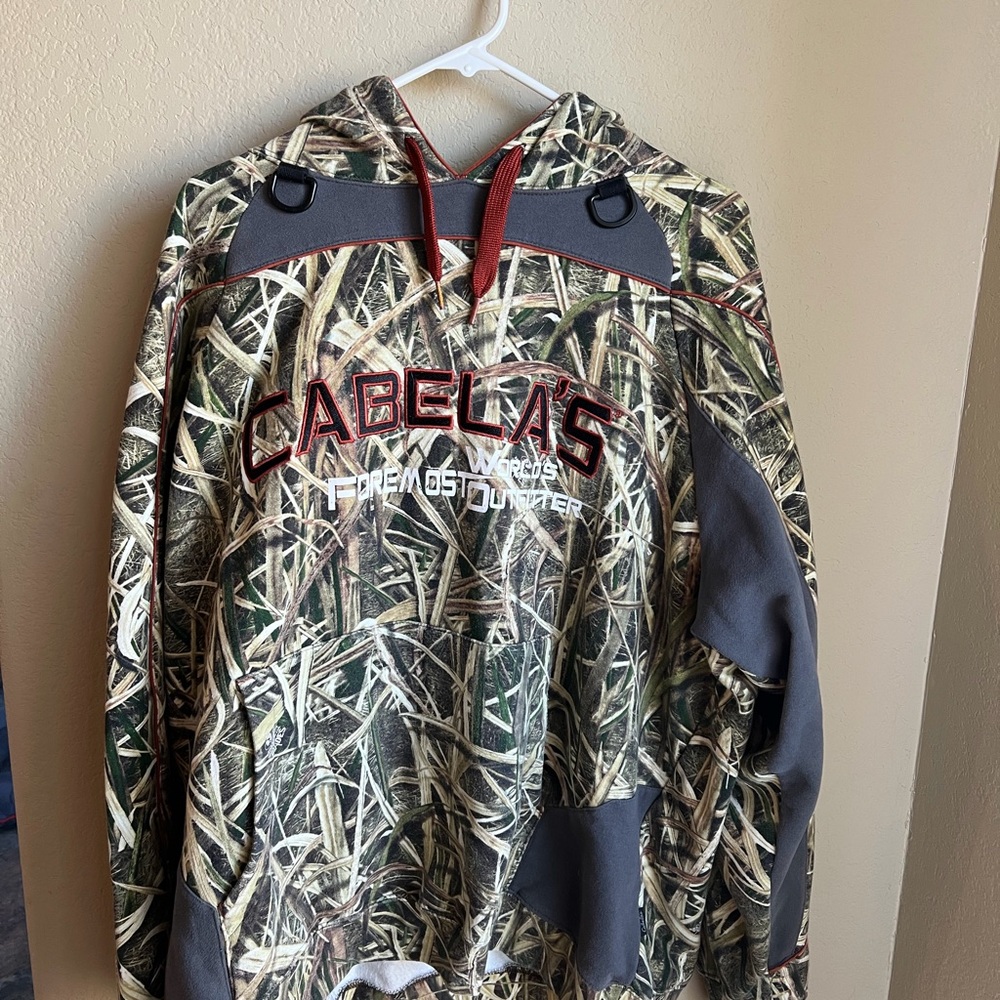 Cabela's Woodland Camouflage Hoodie with Gray Accents